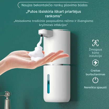 Automatinis putų muilo dozatorius HEEYCEM – Bekontaktis išmanusis rankų ploviklis su įkraunama ličio baterija, 500 mAh talpa – Tobula vonios aksesuarams, namų dekorui ir dovanoms