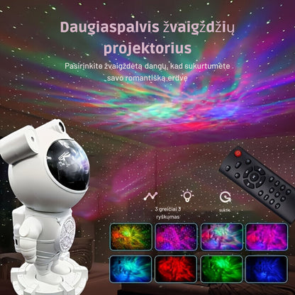 YETHKE Cosmic Astronaut Star Projector Night Light – LED ūko projektorius