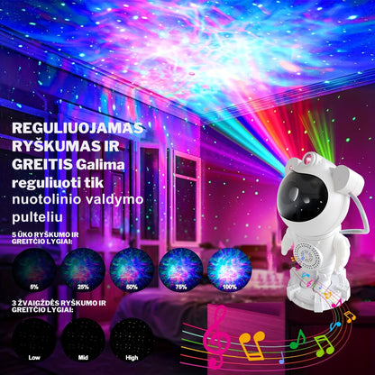 YETHKE Cosmic Astronaut Star Projector Night Light – LED ūko projektorius