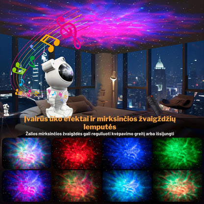 YETHKE Cosmic Astronaut Star Projector Night Light – LED ūko projektorius